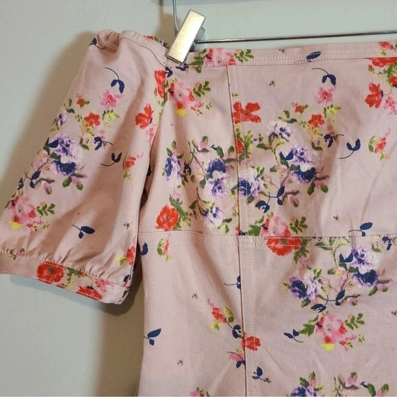 Leith | Pink Floral Off The Shoulder Puff Sleeve Mini Dress Size M Medium - Picture 5 of 5